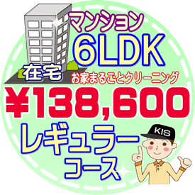 【お掃除Kis】【大阪・兵庫・京都にお住まいの方必見！】6LDK〜7DKの「在宅」♪マンション／レギュラーコース（出張施工）【延べ床面積：約110平米〜】