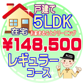 【お掃除Kis】【大阪・兵庫・京都にお住まいの方必見！】5LDK〜6DKの「在宅」♪戸建て／レギュラーコース（出張施工）【延べ床面積：約130平米】