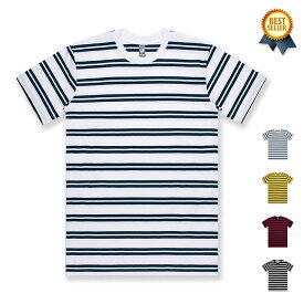 AS Colour (エーエス カラー) CLASSIC STRIPE TEE - 5044 アズカラー コットン ボーダー Tシャツ メンズ カットソー トップス 半袖 ボーダーTシャツ ブランド ストライプ 赤 白黒 黄色 ネイビー 【メール便 / 送料無料】