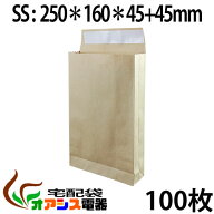 梱包袋 宅配袋 100枚入 【 SSサイズ 】 (250*160*45) (約120g/) テープ付き 角底袋 紙袋 梱包用 業務用 …
