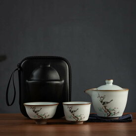 徳化焼 中国 磁茶器 茶の入れ 汝窯 裂 湯飲み 急須 茶の缶 ラベル用茶器セット 超コンパクト収納 アウトドアで美味しいお茶を簡単に お茶缶 お出かけ用 ピクニック キャンプ 登山 グッドデザイン