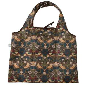 ウイリアムモリス エコバック いちご泥棒 ブラウン Willam Morris 英国雑貨 いちご泥棒 レジ袋有料化 大容量 バッグ レジかごバッグ エコバック  いちご泥棒 鳥パターン Strawberry-Thie