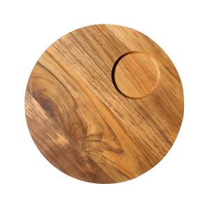 チークウッド 木製ランチプレート ラウンド27cm ///チーク材 天然木 無垢 木製プレート カントリーキッチン ハンドメイド デザインランチプレート スクエア