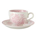 バーレイ 英国食器　Burleigh　ピンクアジアティックフェザンツ ティーカップ&ソーサー 180ml　花柄/おしゃれ/かわい…