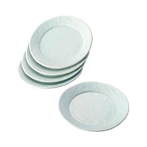 【おすすめ・人気】波佐見焼 青白磁凜水 唐草紋 7寸皿5客揃 φ21×2.2cm B1155576|安い 激安 格安