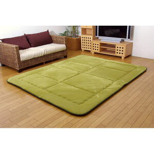 【おすすめ・人気】ラグマット/こたつ敷布団 【グリーン 約190×240cm】 洗える 軽量 国産固綿40mm使用 フランネル地 ふっくら敷 〔リビング〕【代引不可】|安い 激安 格安