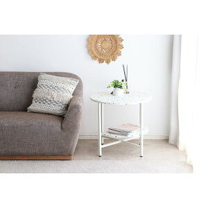 【おすすめ・人気】サイドテーブル 幅60cm ホワイト テラーゾ ミニテーブル ソファテーブル 置台 インテリア家具【代引不可】|安い 激安 格安