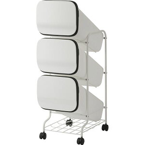 【おすすめ・人気】スタンド式 ダストボックス/ゴミ箱 【ホワイト 19L×3段】 高さ97cm キャスター付き 『スムース』【代引不可】|安い 激安 格安