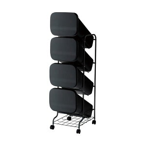 【おすすめ・人気】スタンド式 ダストボックス/ゴミ箱 【ブラック 19L×4段】 高さ122cm キャスター付き 『スムース』【代引不可】|安い 激安 格安