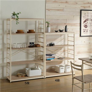 【おすすめ・人気】フリーラック4段 (ナチュラル) ラック シェルフ 本棚 書棚 棚 可動棚 おしゃれ 組立品【代引不可】|安い 激安 格安