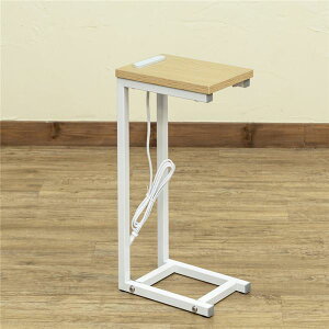 【おすすめ・人気】サイドテーブル ミニテーブル 約幅180mm ナチュラル 2口コンセント付き 完成品 リビング ダイニング ベッドルーム【代引不可】|安い 激安 格安