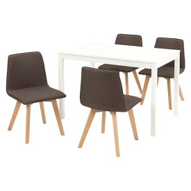 【送料無料】ダイニング 5点セット テーブル 110×70cm ホワイト×1 チェア ブラウン×4 木製 組立品 リビング キッチン リビング　おすすめ 人気 安い 激安 格安 おしゃれ 誕生日 プレゼント ギフト 引越し 新生活 ホワイトデー
