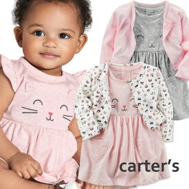 カーターズ Carter's ワンピース＆カーディガン 2点セットアップ 正規品 ネコ くま ベビー服 女の子用 6m-24m