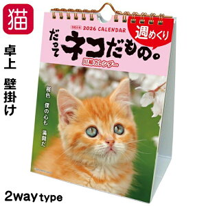 カレンダー 卓上 壁掛け 猫 2026年 令和8年 だってネコだもの 週めくり 川柳カレンダー 54枚つづり 26ACL-567 紙 日本製 六曜 日曜始まり 猫カレンダー 動物カレンダー 猫柄 猫雑貨 猫グッズ かわ
