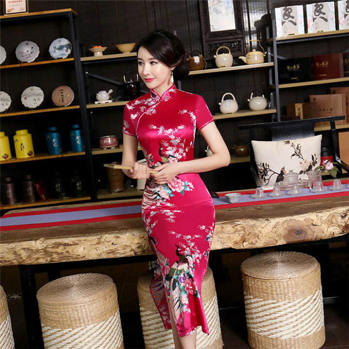 楽天市場】送料無料 チャイナドレス ロング パーティードレス 結婚式 