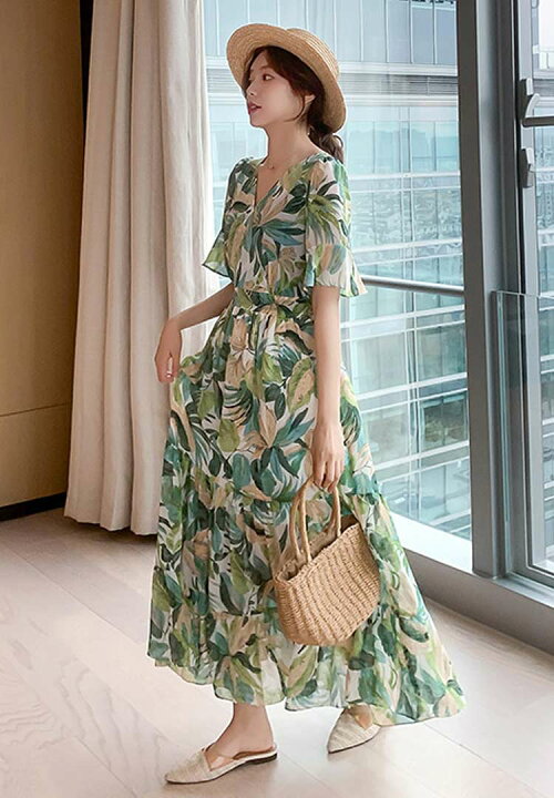 楽天市場】マキシワンピース レディース シフォン リゾートワンピース 春 夏 Vネック フリル袖 ティアード ワンピース 花柄 総柄 Aライン フレア ワンピ ロング丈 サマードレス 体型カバー ゆったり ロングワンピース きれいめ カジュアル ティアードワンピース オシャレ ...