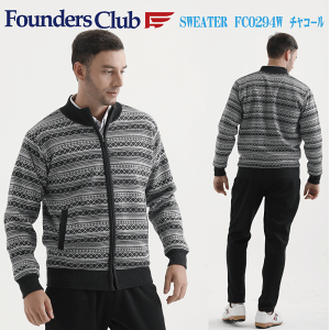 ゴルフウェア メンズ フルジップ 防風 セーター FC0294W ボーダー柄 Founders Club ファウンダースクラブ 2021年秋冬モデル おしゃれ