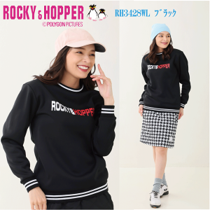 ゴルフウェア レディース 裏フリース 丸首 ボンディング ブルゾン 防寒 おしゃれ RH3428WL ROCKY&HOPPER ロッキー&ホッパー 2024年秋冬モデル