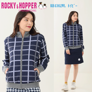 ゴルフウェア レディース フルジップ 防風 セーター RH4362WL ROCKY&HOPPER ロッキー&ホッパー 2024年秋冬モデル おしゃれ