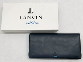 【送料無料】 LANVIN en Bleu(ランバンオンブルー) レザー 二つ折り長財布 / 586604 ネイビー 【中古】【007】