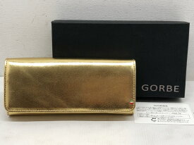 GORBE(ゴルべ) イタリアンレザー 二つ折り長財布 ロングウォレット / ゴールド 【中古】【007】