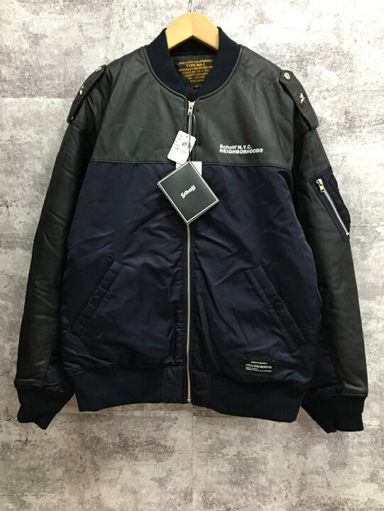 NEIGHBORHOOD×Schott もたつき MA-1 JACKET 黒