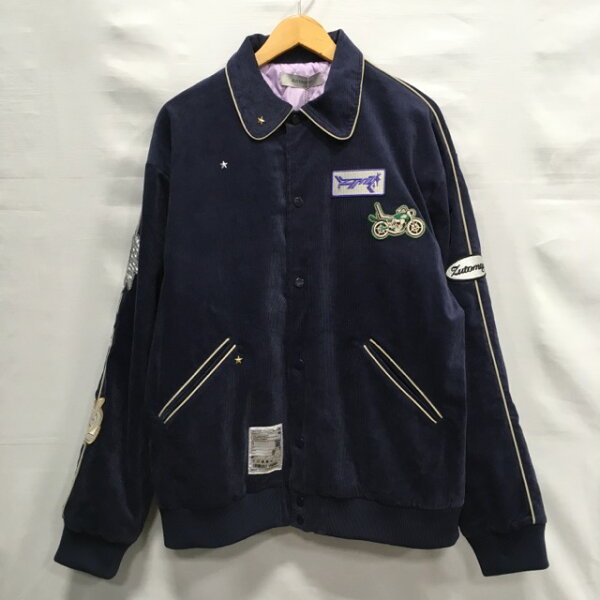 【送料無料】ずっと真夜中でいいのに。Corduroy Wappen Jacket　ZUTOMAYO PREMIUM限定　やきやきヤンキーツアー2～スナネコ建設の磨き仕上げ～ツアーグッズ　ずとまよ　アウター　ユニセックス　ネイビー　size:L【中古】【006】