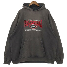 【送料無料】BALENCIAGA/バレンシアガ 620973 Logo Embroidery Hoodie ロゴ エンブロイダリー フーディ プルオーバー パーカー 【中古】【008】286
