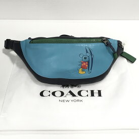 【送料無料】COACH × Disney / コーチ × ディズニー サーフ ミッキーマウス ボディーバッグ C2021 3323　Disney x Coach The Play 　ウエストバッグ　日本限定 　ユニセックス　ブルー×ネイビー【中古】【006】