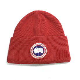 【送料無料】CANADA GOOSE ARCTIC DISC TOQUE 6936M/ カナダグース アークティック ディスク トーク　ニットキャップ　ビーニー　ニット帽　メリノウール　ロゴ ニットキャップ　メンズ　レッド　size:ONESIZE【中古】【006】