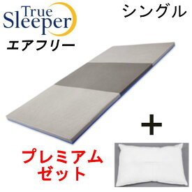 ショップジャパン・トゥルースリーパー新製品エアフリー　シングル　大盛4点セット　メーカー入荷新品・化粧箱入（再生品ではありません）堅め　抗菌　防カビ　防ダニ仕様　インナーカバー＆オリジナルカバー＆丸洗い頸椎対応枕付き【正規品】トゥルースリーパープレミアム