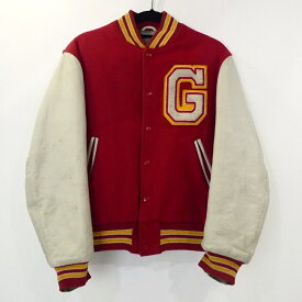 【中古】GOLDEN BEAR｜ゴールデンペアー 袖レザースタジャン 90s レッド サイズ：S / アメカジ【f093】