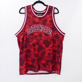 【中古】A BATHING APE｜アベイシングエイプ COLOR CAMO BASKETBALL TANK TOP 001VTI301019M タンクトップ 2022SS レッド サイズ：L / ストリート【f103】