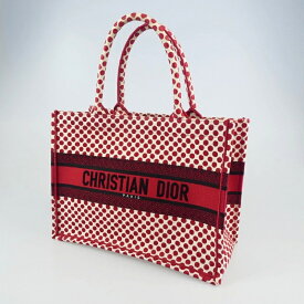 【中古】Christian Dior｜クリスチャンディオール ポルカドット ブックトートミディアム トートバッグ 限定品 【f122】