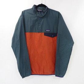 【中古】Patagonia｜パタゴニア メンズ・フーディニ・スナップT・プルオーバー 24150 ナイロンジャケット 2019SS グリーン×オレンジ サイズ：M / アウトドア【f092】