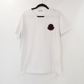 【中古】MONCLER｜モンクレール MAGLIA SCOLLO A V E10918101200 Tシャツ半袖 2019SS 国内正規品 ホワイト サイズ：XL【f108】