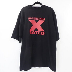 【中古】BALENCIAGA｜バレンシアガ X-RATED 620969 TIVA7 Tシャツ半袖 国内正規品 2020SS ブラック サイズ：S【f135】
