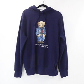 【中古】POLO RALPH LAUREN｜ポロラルフローレン POLO BEAR FLEECE HOODIE プルオーバーパーカー ネイビー サイズ：S / アメカジ【f101】