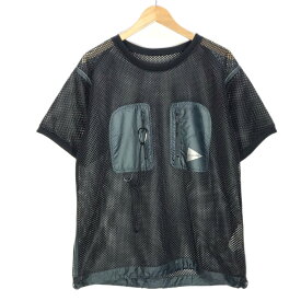 【中古】and wander｜アンドワンダー printed utility pullover/メッシュプルオーバー/ ブラック サイズ：2-3【f100】