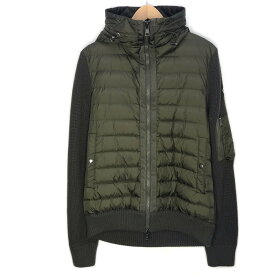 【中古】MONCLER｜モンクレール CARDIGAN TRICO/ニット切替フーデッドダウンジャケット/ダウンジャケット/F20919850800 カーキグリーン サイズ：L【f108】