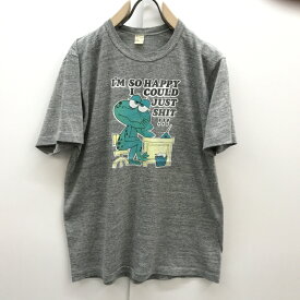 【送料無料】スポーツウェアー 60〜70年代 USA製 ビンテージTシャツ かえるメッセージプリント WPL1232 グレー L【ヴィンテージ ビンテージ】【アメリカ古着】【中古 USED 古着】