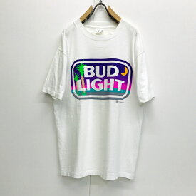 【送料無料】美品 90年代 USA製 BUD LIGHT POP ロゴ 企業ロゴTシャツ ホワイト XL 半袖【ヴィンテージ ビンテージ】【アメリカ古着】【中古 USED 古着】