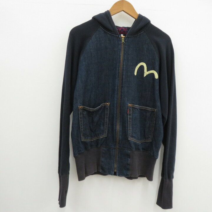 楽天市場】【中古】EVISU | エヴィス デニム切替 パーカー - ネイビー 