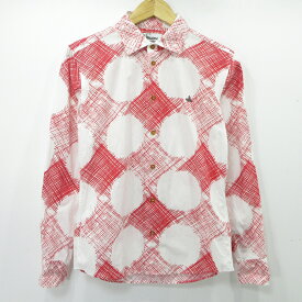 【中古】Vivienne Westwood | ヴィヴィアンウエストウッド 総柄長袖シャツ VW-WR-78219 ホワイト×レッド サイズ：44【三重本店】
