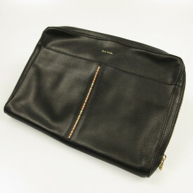【中古】Paul Smith | ポール・スミス インセットマルチストライプ クラッチバッグ PSN570 ブラック【姫路東店】