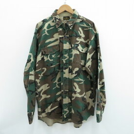 【中古】VINTAGE衣料 | ヴィンテージイリョウ USA製/DEERSKIN/ハンティングネルシャツ 長袖シャツ カーキ サイズ：L【瀬戸大橋店】