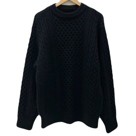 【中古】YONETOMI NEW BASIC | ヨネトミニューベーシック REBORN WOOL ARAN KNIT PULLOVER ケーブル柄　長袖セーター ブラック サイズ：4【尾張小牧店】