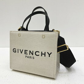 【中古】GIVENCHY ジバンシィジバンシー 2wayバッグ サイズ：- カラー：ホワイト系 BB50N0B1F1リネン＆コットンキャンバス G-TOTE MINI SHOP BAG【f122】