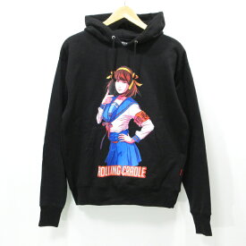 【中古】ROLLING CRADLE｜ローリングクレイドル 長袖パーカー YUUUTSU GIRL HOODIE ブラック サイズ：M【f103】