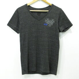 【中古】Chrome Hearts｜クロムハーツ Vネック サークルロゴ半袖Tシャツ グレー サイズ：L【f108】